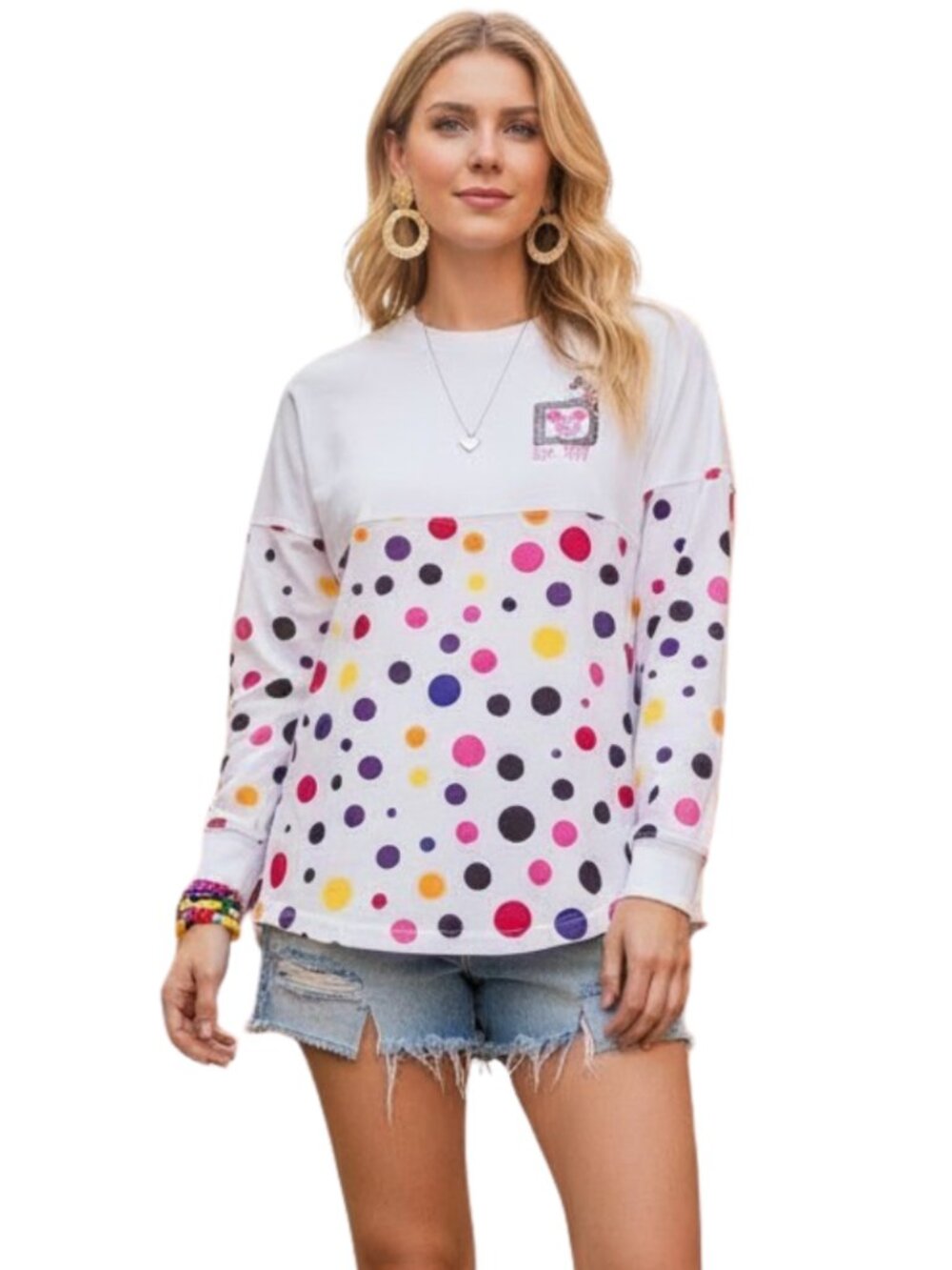 Disney Women's Sweatshirt Minnie Mouse Polka Dot
